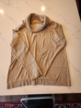 LOFT Tan Cowl-Neck Knit Sweater